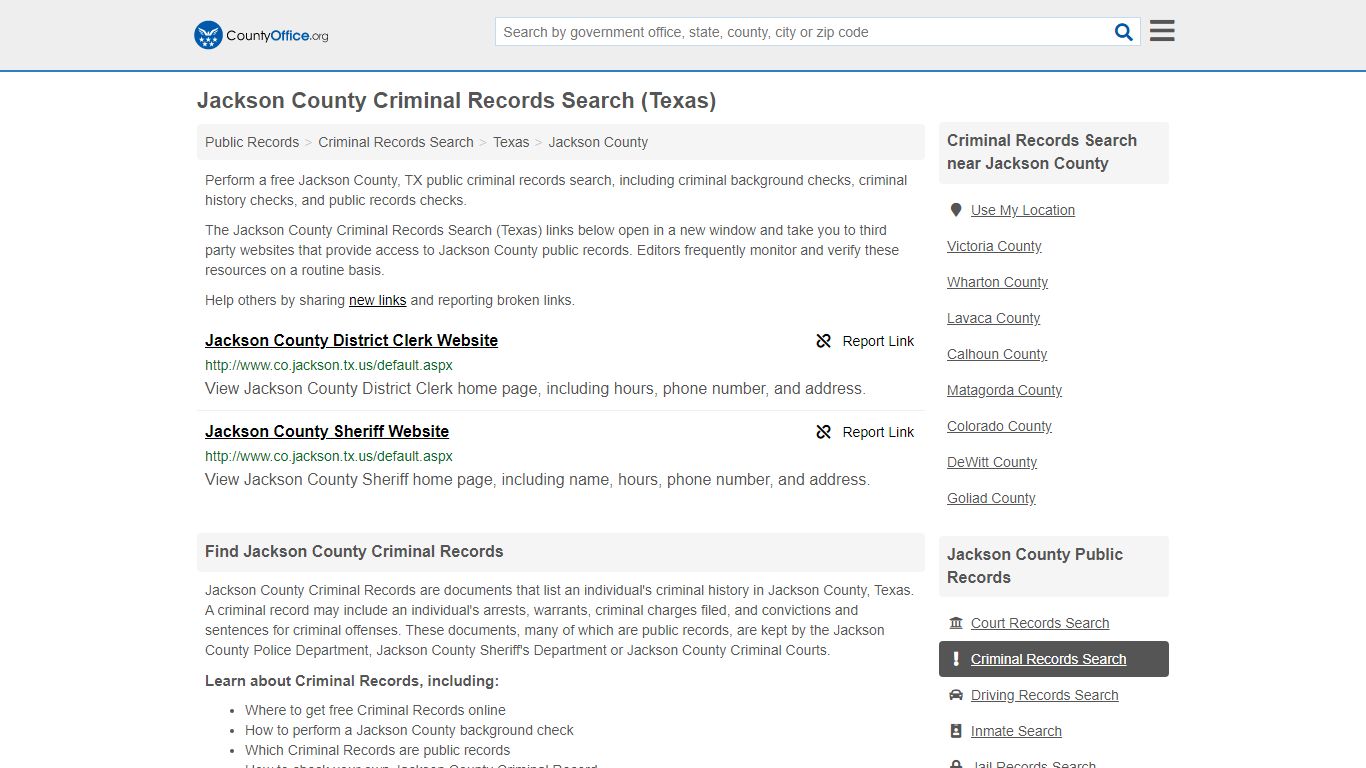 Criminal Records Search - Jackson County, TX (Arrests ...